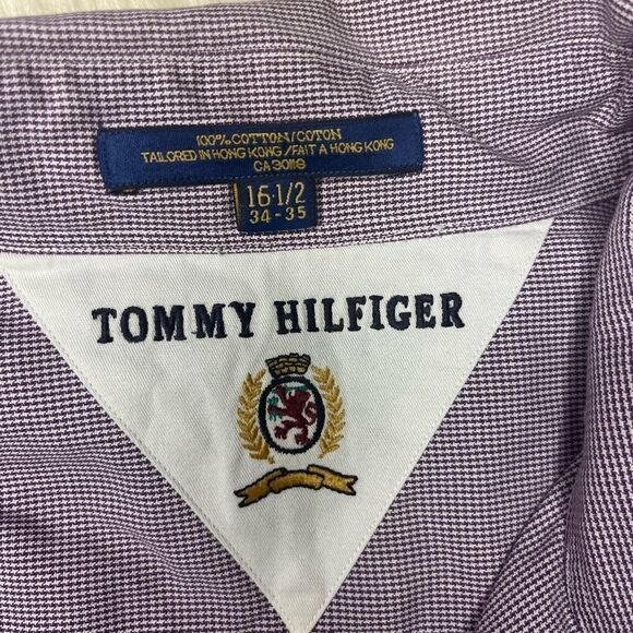 Tommy Hilfiger Plum/White button up sz 16 1/2 - Picture 3 of 5